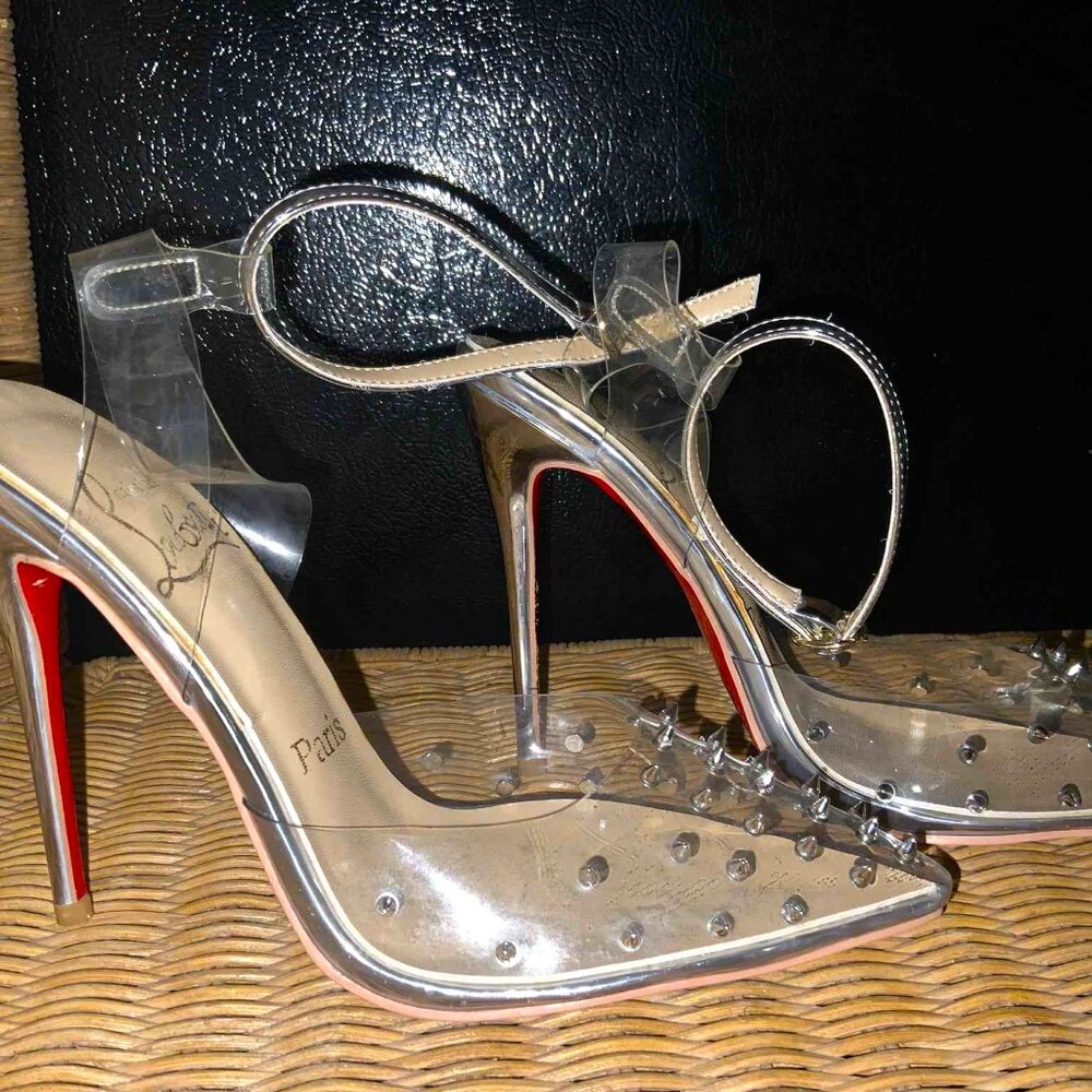 Christian Louboutin Silver Spiked Heels - Picture 4 of 12